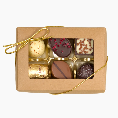 Belgiska praliner - Ask med 6 natur